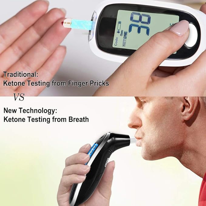 Breath Ketosis Meter & Breath Monitoring Analyzer - High Accuracy Ketone Breath Analyzer for Quick & Easy Track Your Ketones - Professional Home Ketosis Breath Tester with 10 Mouthpieces