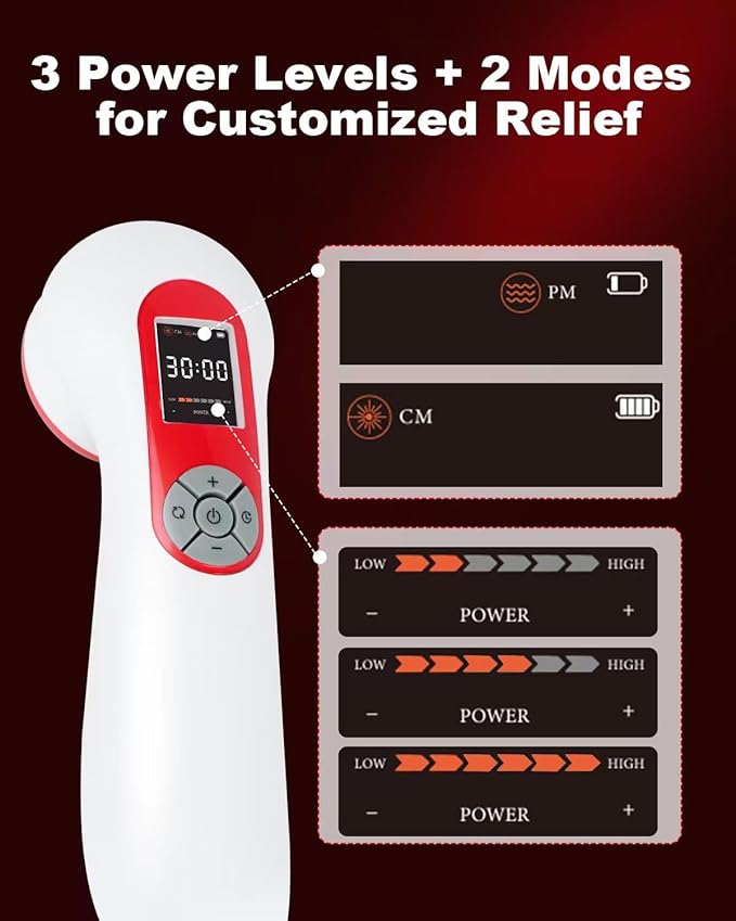 Handheld Red Light Therapy Device with Magnetic Cover, LLLT Low Level ColdLaser Therapy Device for Dogs/Human, with 5 * 808nm & 10 * 650nm，5000mAh Large Capacity Rechargeable