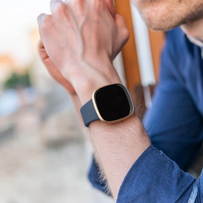 AK Silicone Bands Compatible with Fitbit Versa 4 & Sense 2 Bands for Women & Men, Soft Straps Replacement Wristbands for Fitbit Versa 3 & 4 / Sense & 2 Smart Watch (Navy Blue)