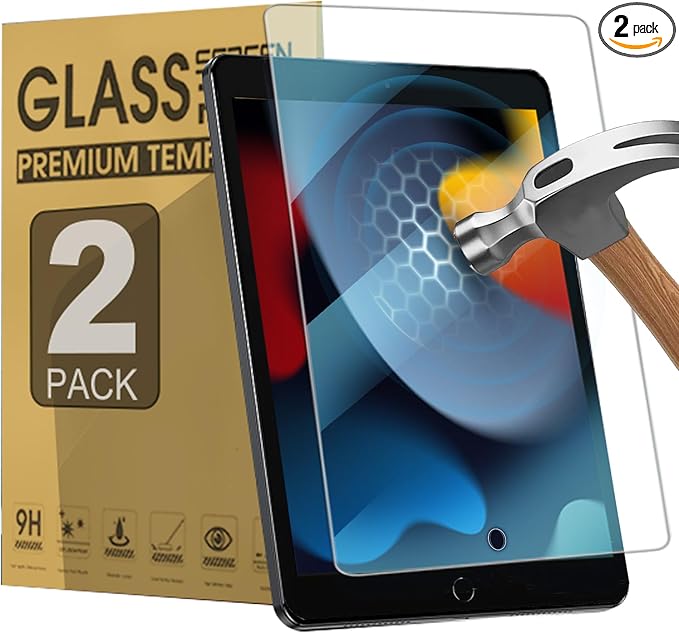 zenrich [2Pack ipad 10.2 Screen Protector with Anti Blue Light, iPad 9th/8th/7th Generation Tempered Glass Screen Protector with 9H Hardness/Bubble Free/Case Friendly, Pencil Compatible