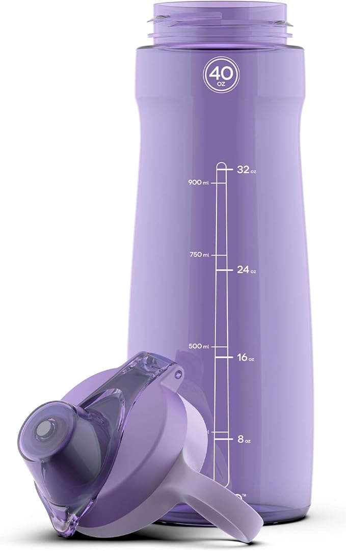 Pogo Plastic Water Bottle with Straw Lid and Carry Handle, Reusable, BPA Free, Dishwasher Safe, Perfect for Travel, School, Outdoors, and Gym | 32oz, 40oz