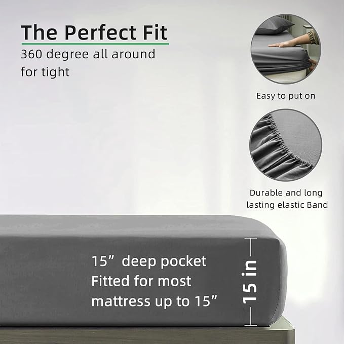 Grounding Fitted Sheet Kit Twin Size 15" Deep Pocket Earthing Fitted Bottom Sheet + Earthing Product Tester + U.S. Outlet Checker