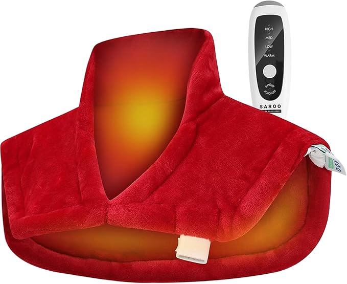 Heating Pad for Neck and Shoulders and Back,Weighted Neck Heating Pads for Back Pain Relief, Shoulder Heating Pad with 4 Heat Settings, Auto-Off, Christmas Gifts for Women Men Mom Dad,19'' x 22'', Red