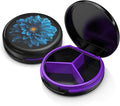 Serfeymi Small Pill Case for Purse, Unique Artistic Patterns Travel Pill Box with 3 Compartments, Portable Mini Pill Organizer for Pocket, Decorative Pill Container for Purse - Black(Dahlia)