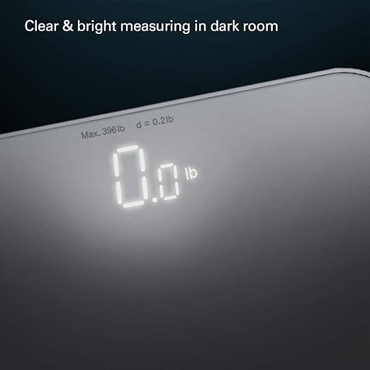 VisionTechShop S Body High Precision Ultra Wide Digital Body Weight Bathroom Scale up to 396lb/180kg, Super-Clear Large LED Display,Step-On Technology, White