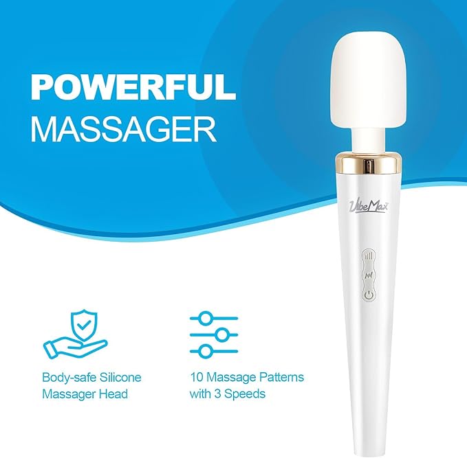 Powerful Handheld Back Massager with Strong Vibration, Personal Therapy Massager for Sports Recovery, Muscle Aches (White)