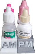 Znet3D Eye Drops Bottle Organizer & Tracker – AM/PM 4-Slot (White/Silver)