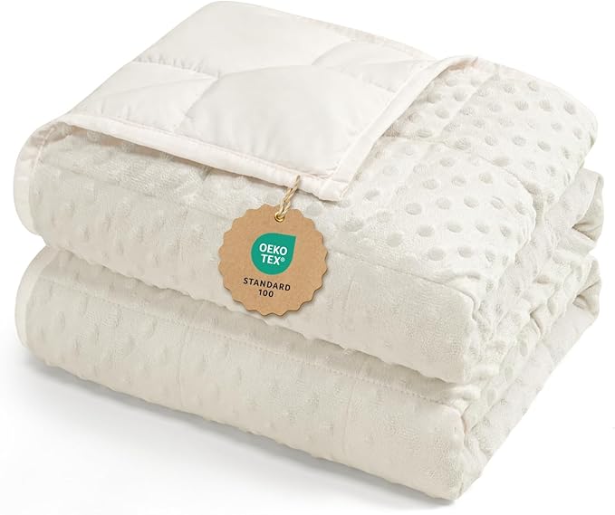 Kivik 20lbs Weighted Blanket for Adults, 20 Pounds Weight Washable Blankets, Soft Minky Heavy Throw, Cooling & Breathable Queen Size Comforter, Sleep Calm Gifts for Woman Men, 60 x 80 Inches, White