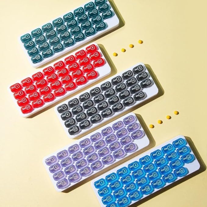 31 Day Monthly Pill Organizer, Portable Pill Medicine case Box Holder for Daily Medicine/Vitamin/Fish Oils/Supplement,Purple