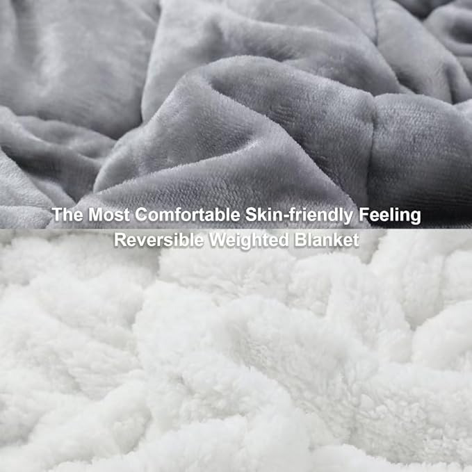 Alomidds Sherpa Fleece Weighted Blanket for Adults(20lbs Twin Size) Heavy Blanket with Fluffy Warm Thick Sherpa & Cozy Soft Flannel Snuggle Great for Sofa Bed Calming, 48x72 inches,Grey