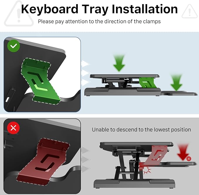 42 inch Standing Desk Converter, Height Adjustable Desktop Standing Desk with Keyboard Tray for Two Monitors, Sit to Stand up Desk Riser Computer Workstation for Home Office, Black