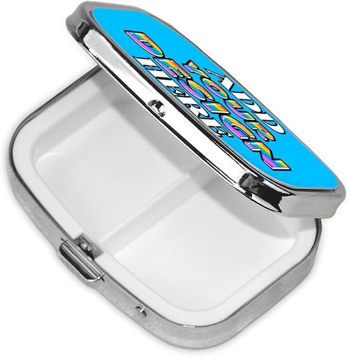 Custom Pill Case, Medicine Pill Box Organizer Container Travel Pill Holder Vitamin for Purse Med Wallet Portable Mini Pastillero Square, Deep Sky Blue, Personalized Gifts