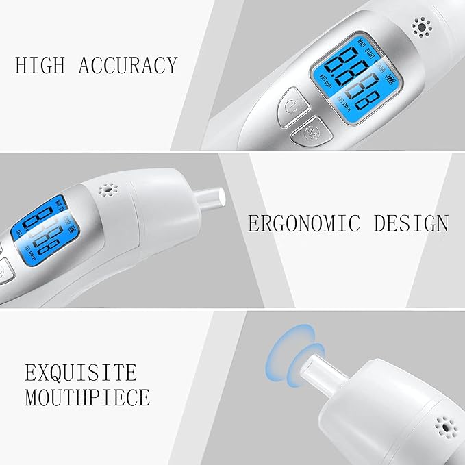 Home Ketone Breath Monitors for Ketosis Tracking & Ketosis Status - High Accuracy Breath Ketosis Meter Portable Ketosis Breath Tester with 10 Mouthpieces