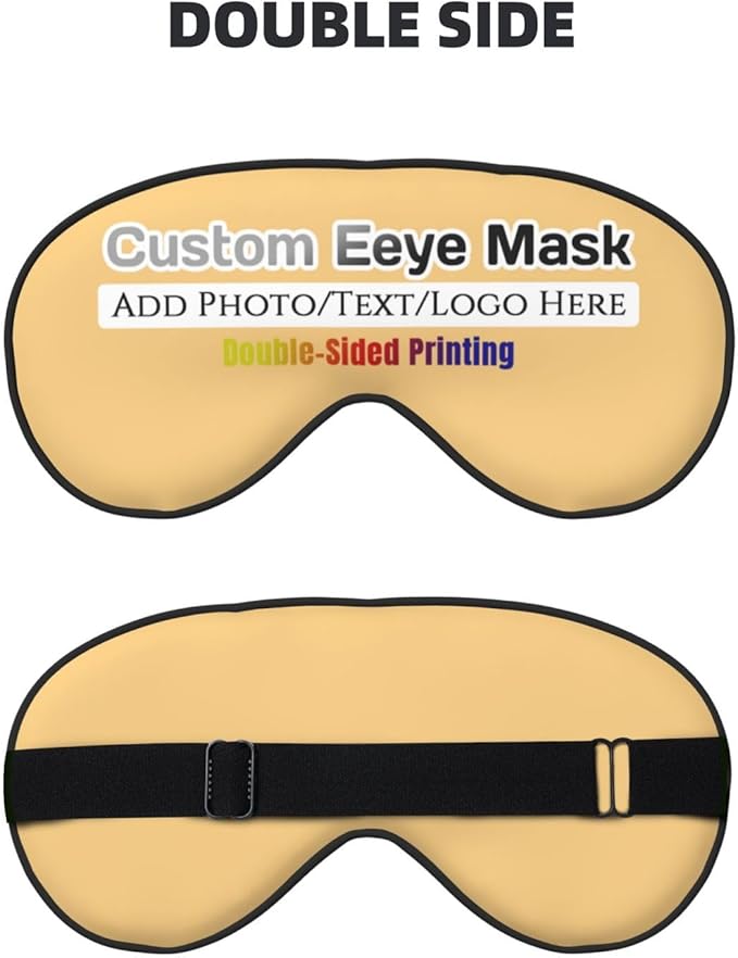 Custom Eye Mask for Sleeping Personalized Your Photo Text Logo Adjustable Strap Sleep Mask Customized Soft Blindfold Eyemask Blackout Eye Cover for Men Women Home Travel Offices Yellow Haze