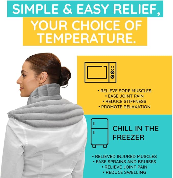 Heating Pad Solutions - Microwavable Neck & Shoulder Relaxer - Upper Back & Neck Heating Pad - Reusable Hot Pack - 5 XL Packs