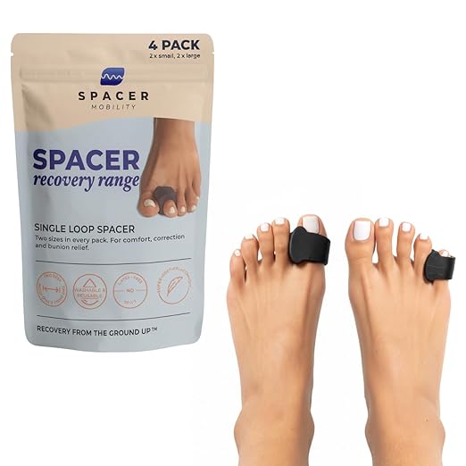 Single Toe Spacer for Bunion Relief and Plantar Fasciitis Support, Soft Gel Toe Separators for Alignment, Foot Tension and In-Shoe Comfort | 4 pieces