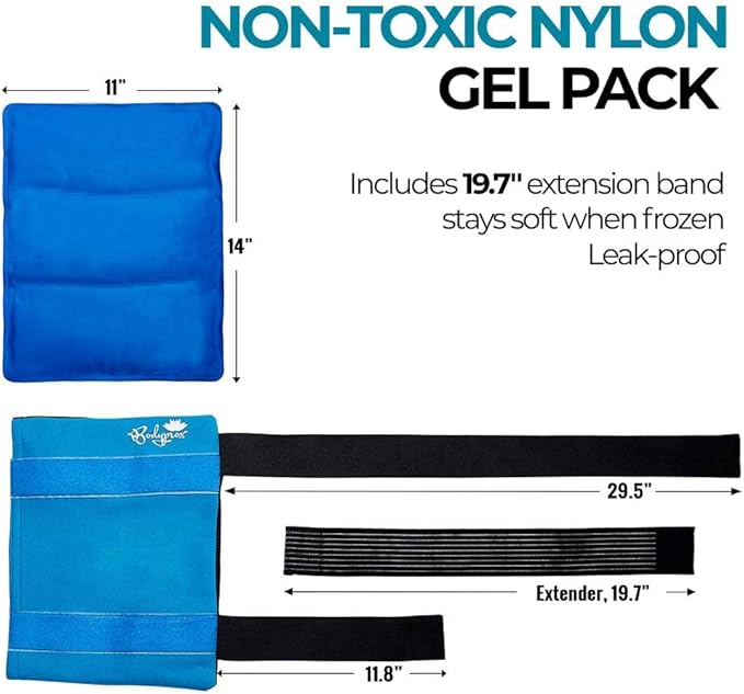 BODYPROX Flexible Large Gel Ice Pack for Shoulders, Arms, Back and Thighs. Hot & Cold Therapy Wrap
