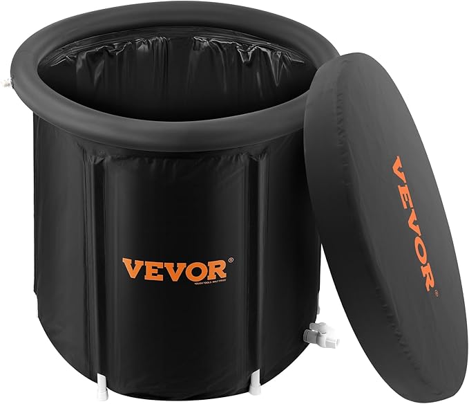 VEVOR Ice Bath Tub, Cold Water Therapy Plunge Tub for Athletes, Portable Outdoor Ice Barrel Plunge Pool for Recovery, 90 Gal Inflatable Folding Bathtub with Cover, Home Ice Pod for Adult, 32"Lx30"H