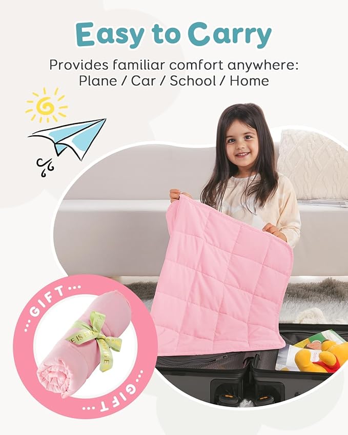 Topblan 2 lb Weighted Blanket, 19" x 21" Mini Weighted Lap Pad, Small Dogs & Cats, Soft Breathable Premium Glass Bead Filling for Calming, Pink