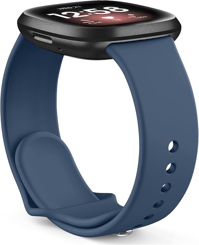 AK Silicone Bands Compatible with Fitbit Versa 4 & Sense 2 Bands for Women & Men, Soft Straps Replacement Wristbands for Fitbit Versa 3 & 4 / Sense & 2 Smart Watch (Navy Blue)