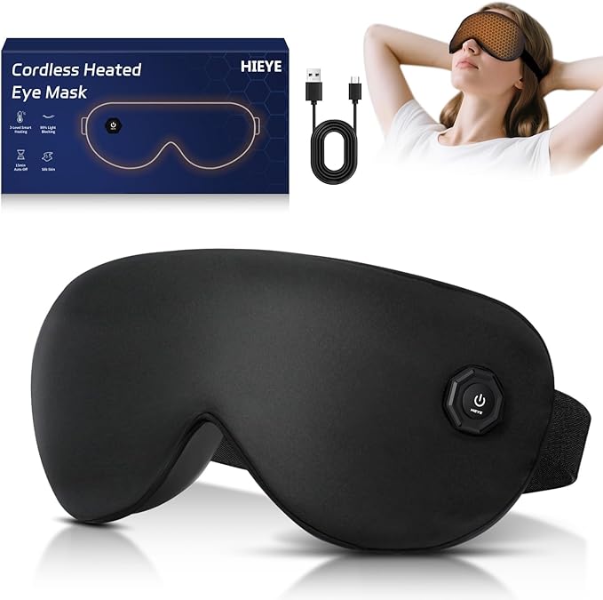 Cordless Heated Eye Mask for Dry Eyes, Electric Warm Compress for Fast Eye Relief, Rechargeable USB Heat Relax Mask for Sleep, Blepharitis & Stye Relief