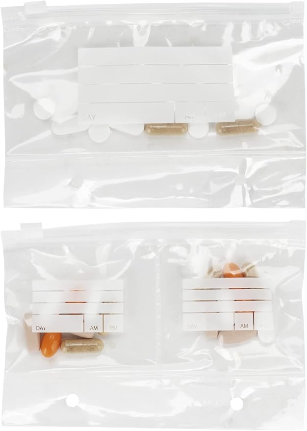 Extra Bags for Wellness Travel Pack - The Pill Organizer Wallet - Pack of 14 Single or Double Compartment (Single & Double Pack Combo - 14 Total (7 of Each))