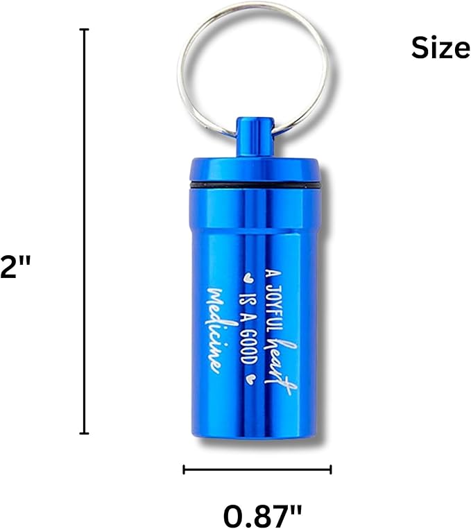 Pill Holder Keychain, Purse Accessories, A Joyful Heart is a Good Medicine, 0.87 x 2 Inches