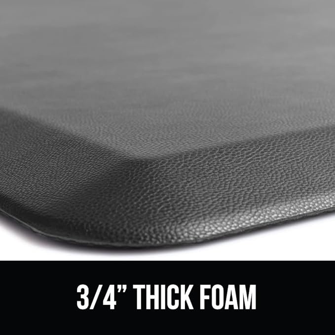 GORILLA GRIP Comfortable Cushioned Kitchen Mats for Floor, 48x20, Waterproof and Stain Resistant Soft Top, 3/4 Inch Thick Ergonomic Standing Desk Anti Fatigue Mat, Foam Supports Ankles and Feet, Grey