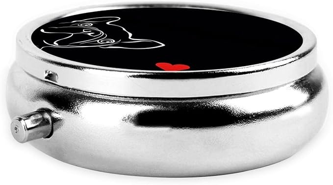 French Bulldog Dog Printed Round Travel Pill Box Cute Small Metal Pocket Pill Case for Men & Women 3 Compartment Portable Pill Organizer for Purse or Pocket
