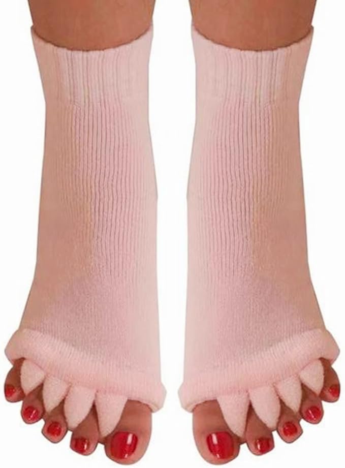 AIBEARTY 3 Pairs Yoga Sport Gym Five Toe Separator Socks Foot Massage Toeless Socks