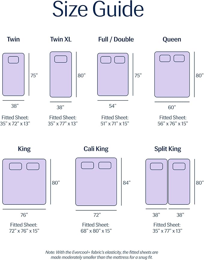 REST® Evercool®+ Fitted Sheet, King, Lavender Breeze, 15" Deep(up to 18’’), Breathable Bedding for Hot Sleeper and Night Sweats, Bed Sheet with Ionic+ Self-Cleaning Silver Yarn for Sensitive Skin