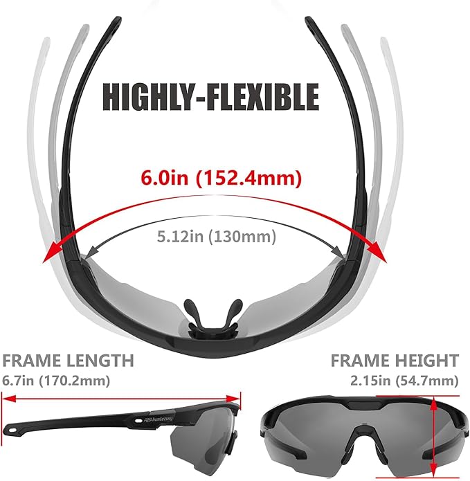 HTS HUNTERSKY Ballistic Tactical Shooting Glasses ANSI Z87+ UV400 Protective Eyewear