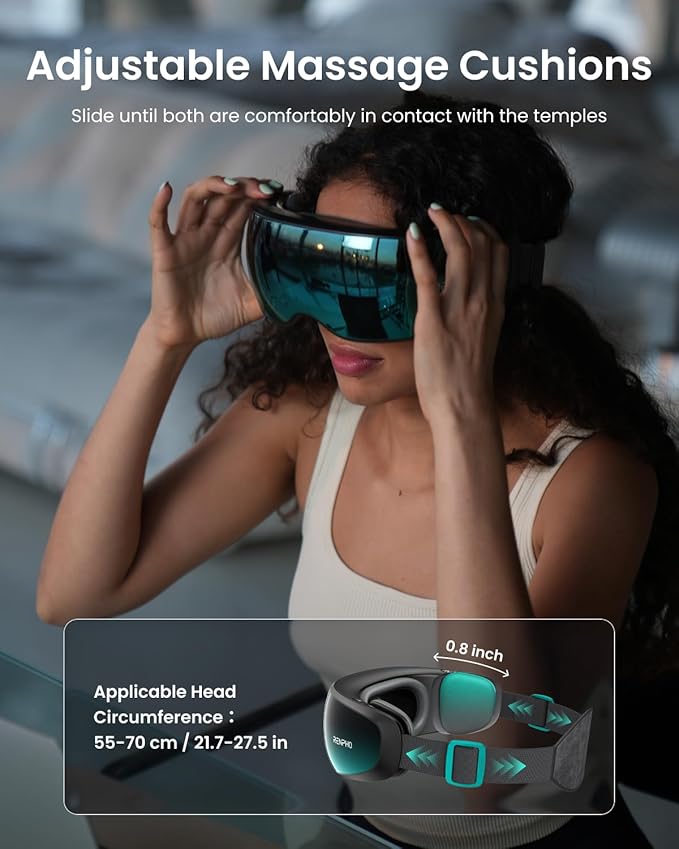 RENPHO Eye Massager with Mist & Temple Massage, Birthday Gifts for Women Men Mom Her,FSA Eligible HSA Temple Massager for Migraines,Head Circumferences 21.7in to 27.5in Eyeris Caligo