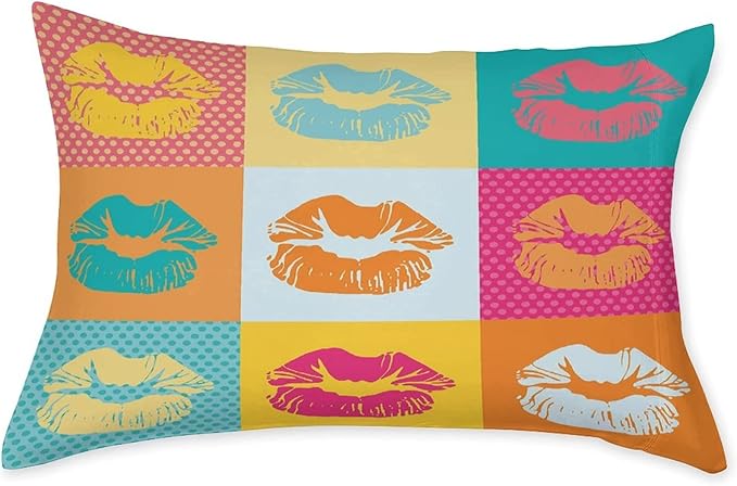 XISUNYA Decorative Bedding Sheet Set Queen Size, Modern Deep Pockets Fitted Sheet & 2 Pillow Sham Set, Sexy Woman Lips on Polka Dots Background Kiss Design Print Microfiber 3pc Bed Sheets Set