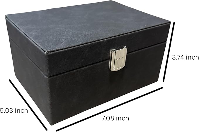 Faraday Box for Car Keys, RFID Signal Blocking Key Fob Protector, Large Capacity Suede Anti-Theft Box with Silver Buckle (Fits Multiple Keys, Phones & Cards) - Black