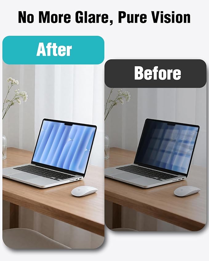 F FORITO Magnetic Anti Blue Light Screen Protector Compatible with MacBook Air 13.6 inch (2022-2025, M2, M3, M4), Bubble-Free Install, Removable & Reusable Anti Glare Matte Laptop Screen Shield