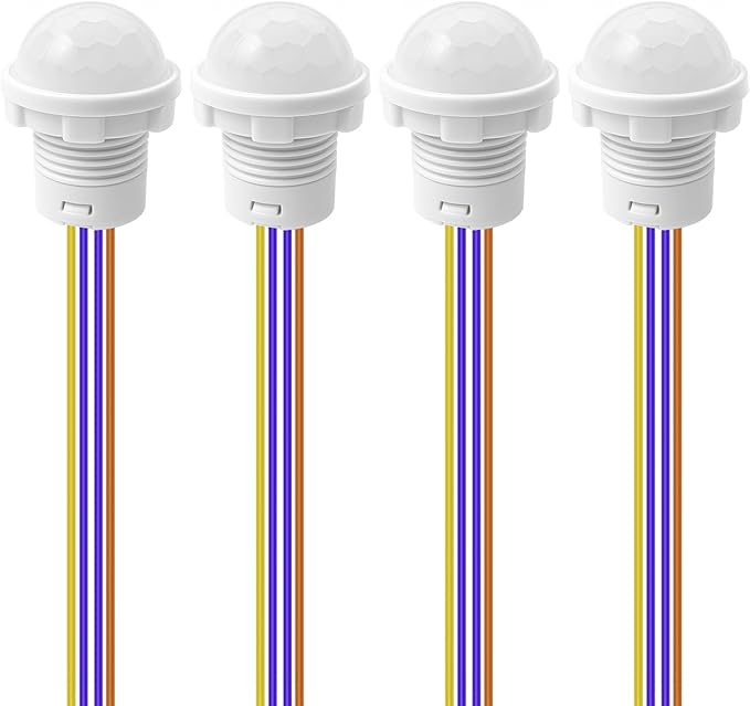 4pcs Motion Sensor Light Switch, PIR Infrared Sensor, 30S Time Delay, Smart Detection for LED, Bulb and Other Existing Light, Ceiling & Wall Mount, Automatic Light Control, 100-240V/40W