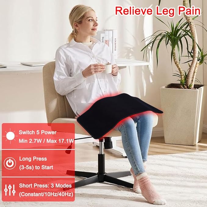 Infrared Red Light Therapy, 24’’ x 12’’Large Red Light Therapy Mat with Timer Remote Control, 660nm&850nm NIR Deep Wavelength Blanket Pad for Back Belly Knee Body Pain Relief (with Elastic Strap)