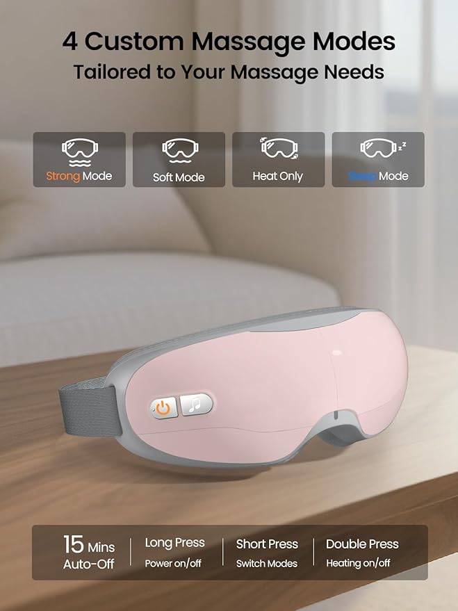 Eye Massager with Heat - Birthday Gifts for Women Her, Smart Eye Mask for Migraine Relief & Relaxation, Eye Care Gifts for Women Mom Dad Her Him (Elegant Gift Box Included) - Pink