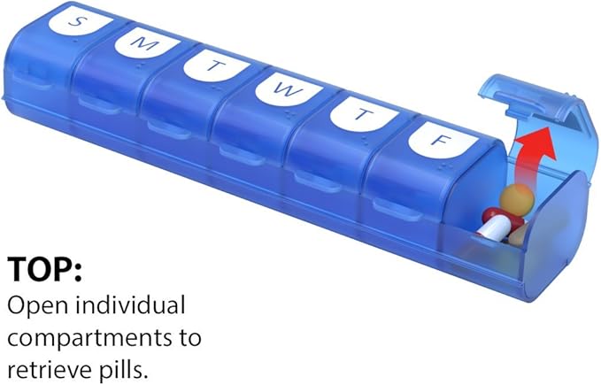 EZY DOSE Weekly (7-Day) Pill Case, Medicine Planner, Vitamin Organizer, X-Large Compartments, Easy Fill All Compartments at Once, Convenient and Easy to Use, Color May Vary, BPA Free