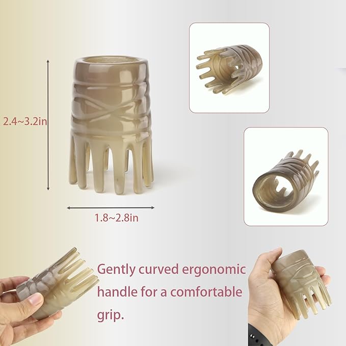 Head Spa Comb – Wide Tooth Natural Horn Comb for Scalp & Hair Care, Ox Horn Scalp Massage Comb, Gua Sha Comb for Relaxation, Exfoliating Shampoo Brush & Hair Growth Tool