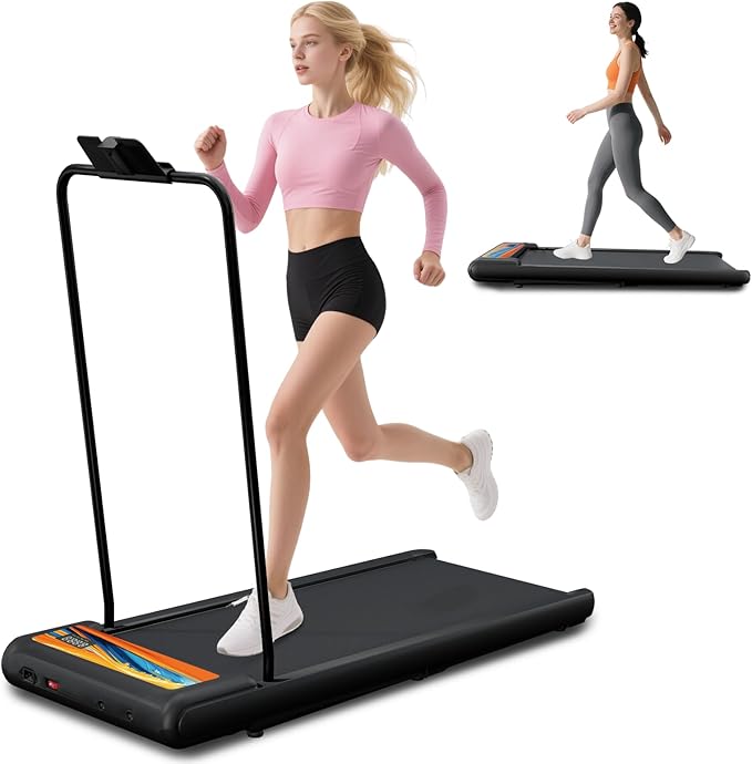 RIVANO Treadmill with Handles, Electric Treadmills for Home Small, 2.5HP Walking Pad Treadmills with Handle Bar, Under Desk Treadmill with Remote Control LED Display, 270LBS Capacity