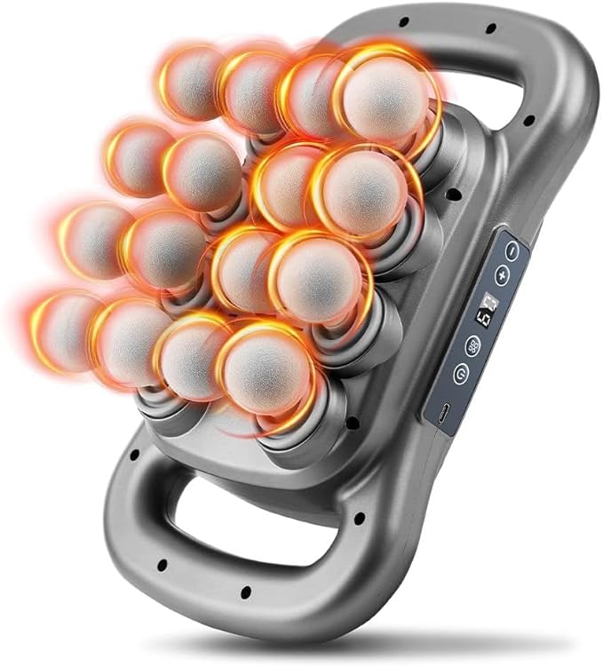 KRYSO Electric Deep Tissue Massage Gun – 16 Heads, 9 Modes & 9 Intensity Levels, High-Power 40KG Force | 2600mAh Type-C Rechargeable Percussion Massager for Back, Shoulder & Full Body Pain Relief