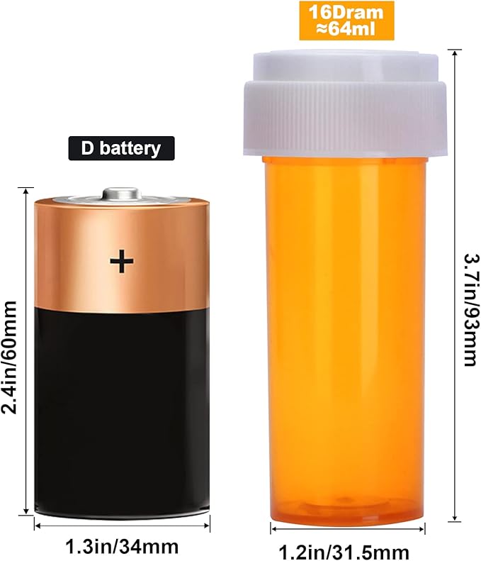 Plastic Empty Pill Bottles with Double Sided Use (Child Resistant & Easy Open) Caps - Medicine Container Pill Cases Dispensers Organizers (16 Dram, 12pcs)