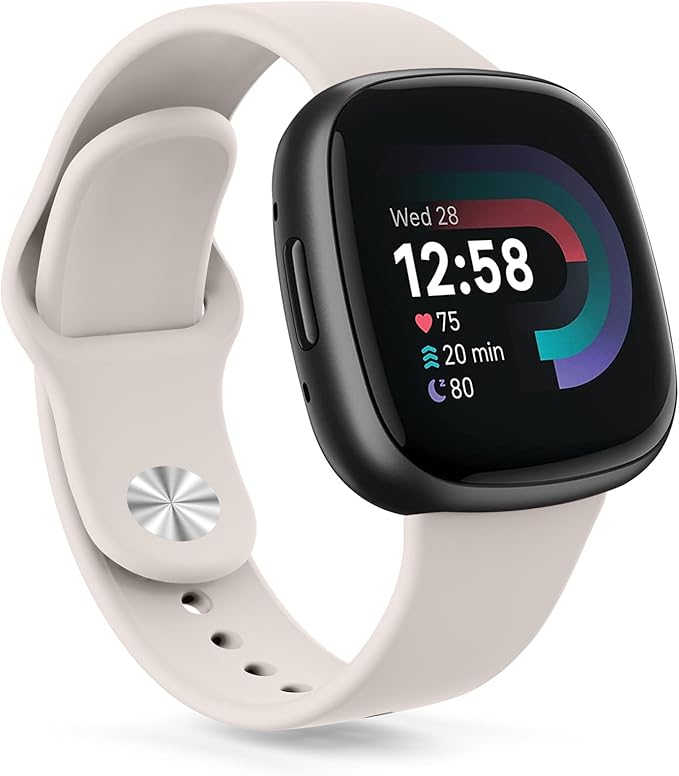 AK Silicone Bands Compatible With Fitbit Versa 4, Sense 2 for Women Men - Soft Replacement Straps for Versa 3, Sense Smart Watch (Starlight)