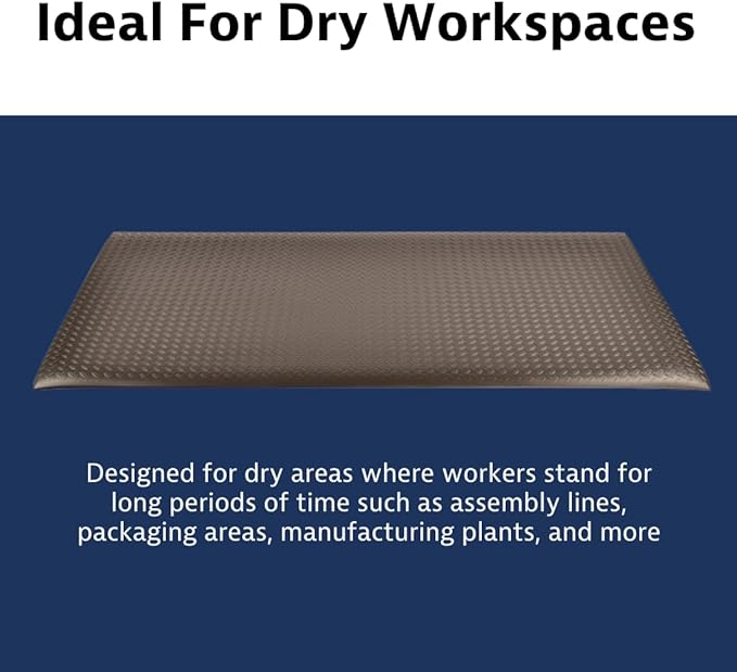 Notrax 419 Diamond Sof-Tred™ with Dyna-Shield® 2' x 6' x 1/2" Anti Fatigue Mat, Slip Resistant Diamond Textured Surface, Ideal for Industrial and Commercial Workplaces, Black, 419S0026BL
