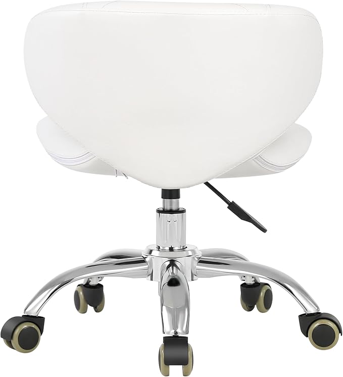 Pedicure Stool Hydraulic Height Adjustable with Back Support for Nail Salon Manicure Tech Pedicure Spa (White)