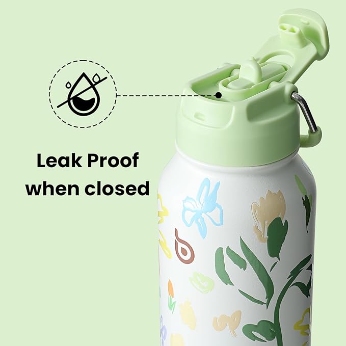 BOTTLE BOTTLE 32oz Insulated Water Bottle Stainless Steel Sport Water Bottle with Straw Dual-use Lid Design for Gym with Pill Box