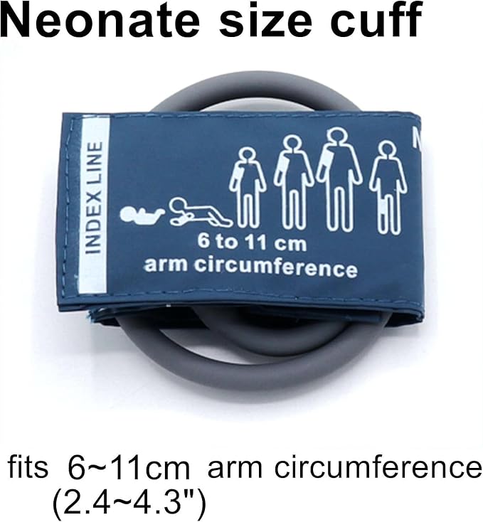 Universal NIBP PU Cuff for Neonate 6-11 cm, Single Tube Reusable Replacement Blood Pressure Cuff, No Connector