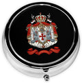 Knights Templar Coat of Arms Flag Round Pill Box Streamline Daily Medication Routine